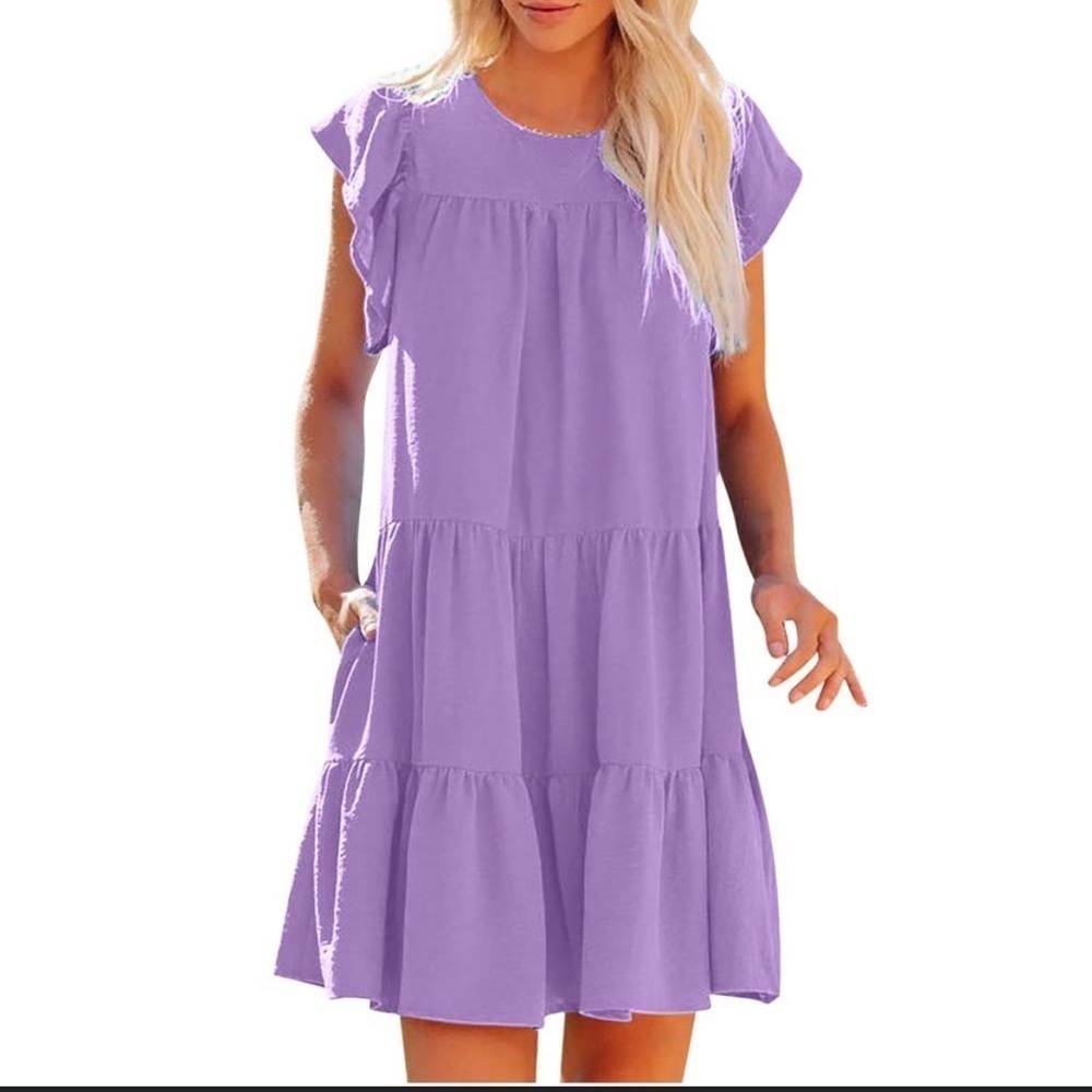 Perfect Peach lavender Summer Spring Dress with pockets Size Small